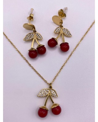 Collana baby ciliegia strass