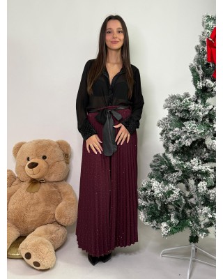 Gonna plissetato con strass