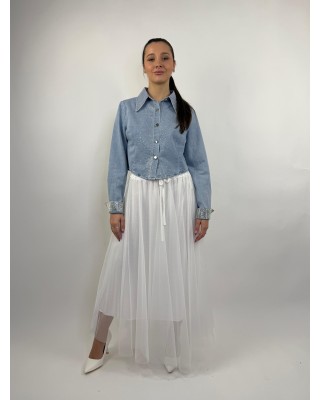 Giacca camicia denim con...