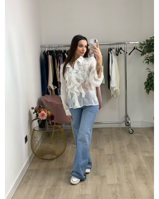 Camicia con volant trasparente