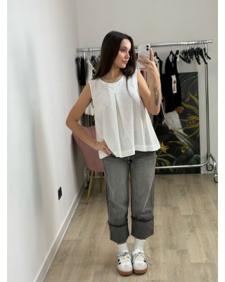 Jeans palazzo grey con...