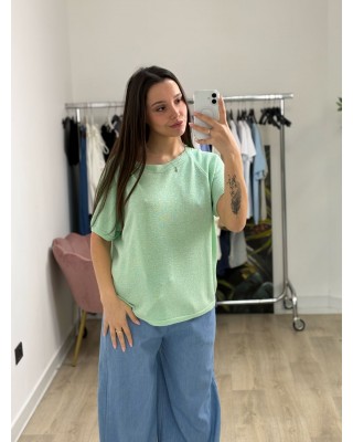 Maglia mezza manica in lurex