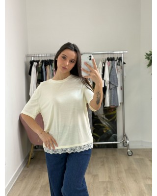 T-shirt con pizzo Lumina